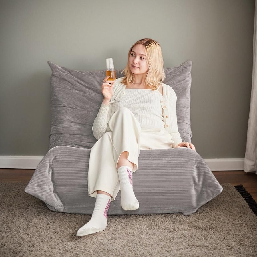 Pugsdrly Moderne banken poefs voor volwassenen op vloerbank Super Soft Memory Sponge-bank Togo-fauteuil woonkamermeubels geschikt voor slaapkamer balkon slaapzaal fauteuil voor bij de open haard (lichtgrijs)