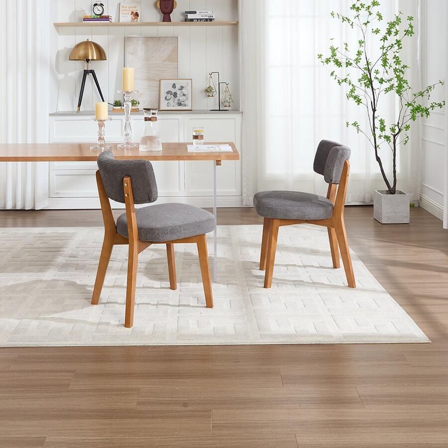 BLACKCOLORS Set van 2 moderne eetkamerstoelen in mid-century stijl massief houten poten gestoffeerde zitting voor de keuken eetkamer of kantoor
