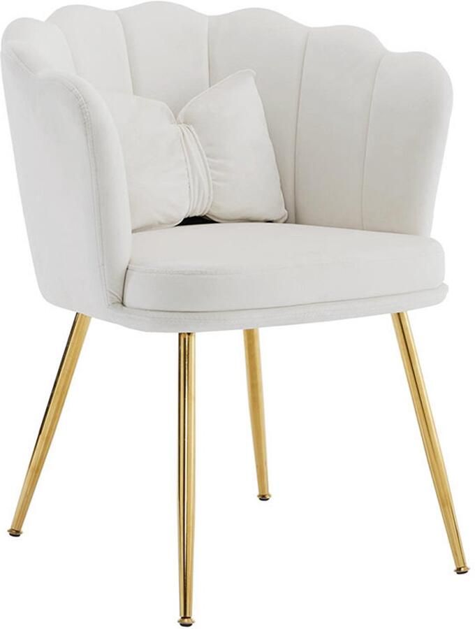 BLACKCOLORS Set van 2 moderne fluwelen fauteuils badkamerstoelen gestoffeerde stoelen met bloembladvormige rugleuning vergulde metalen poten en vlinderkussens voor de slaapkamer-eetkamer