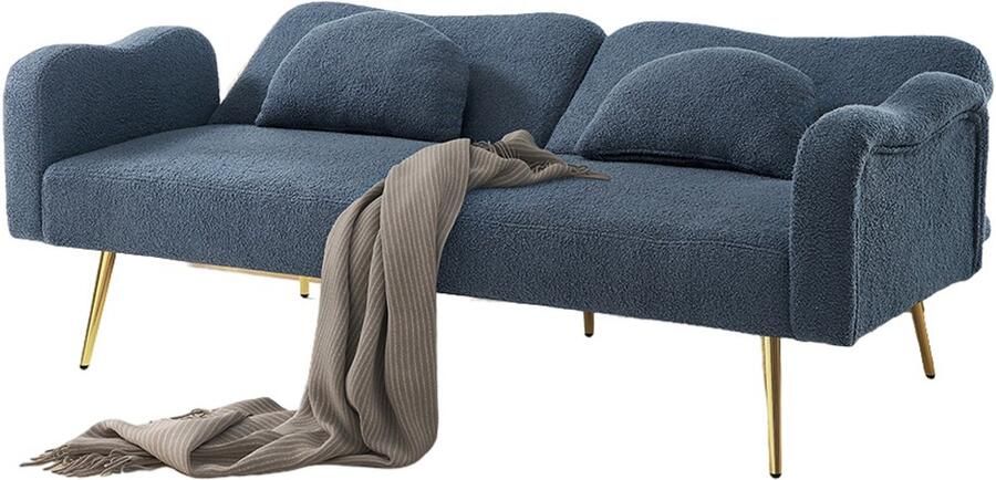 BLACKCOLORS [Slaapfunctie] Tweepersoons slaapbank Moderne tweezitsbank met verstelbare rugleuning + gouden metalen poten geïntegreerde slaapfunctie. Multifunctioneel 2-in-1 meubel