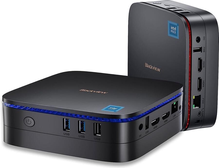 Blackview MP60 Mini-pc Intel 12e generatie N95 (tot 3 4 GHz) Mini Computer Windows 11 met 16 GB DDR4 RAM 1 TB M.2 SSD Mini-desktop gaming-pc 4K HD Dual HDMI Gigabit Ethernet 5G WiFi Zwart