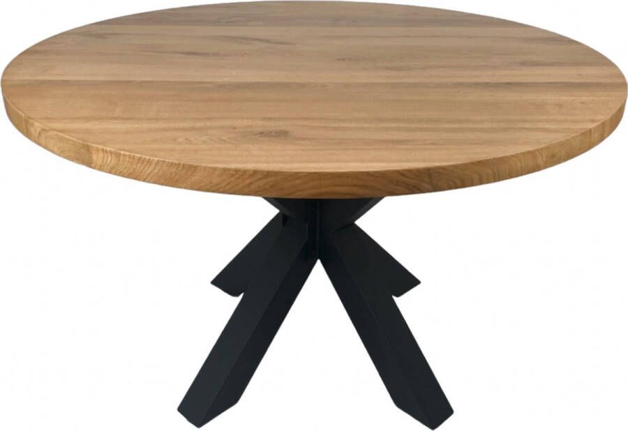 Blackwood Massief Eiken Eettafel Rond 140 cm Stalen Matrix Poot