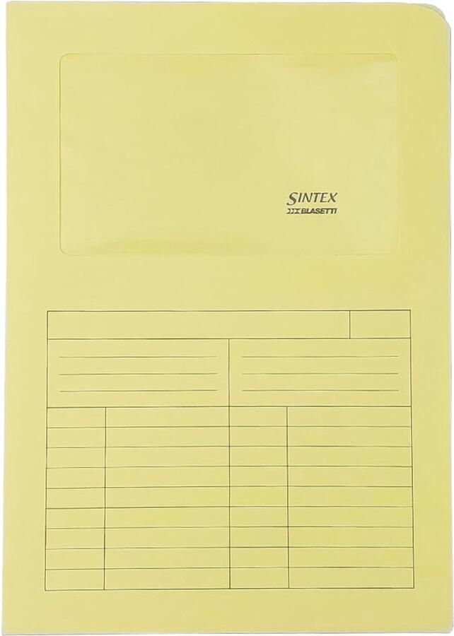 Blasetti documentenmappen met venster SINTEX GEEL documentenmap voor kantoor A4-formaat kleur geel verpakking van 50 120 g m² papier aan twee zijden open