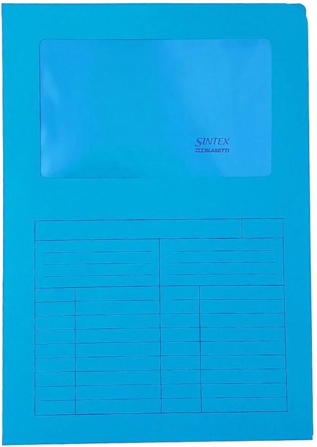 Blasetti documentenmappen met venster SINTEX LICHTBLAUW documentenmap voor kantoor A4-formaat kleur lichtblauw verpakking van 50 120 g m² papier aan twee zijden open