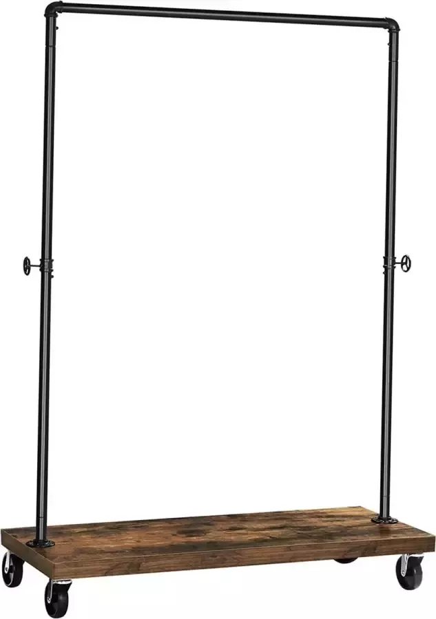 Blij thuis heavy-duty kledingrek kledingstang met een draagvermogen tot 90 kg kapstok met plank vergrendelbare wielen industrieel design waterpijpelementen wasruimte winkel vintage
