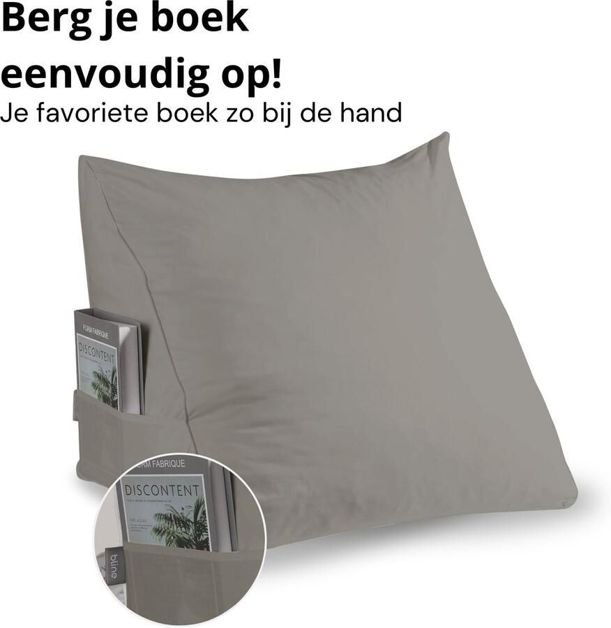 Bline Leeskussen Hoes – Grijs Kussensloop – Geschikt voor leeskussens – Zit- & Leeskussen voor in Bed leeskussen hoes