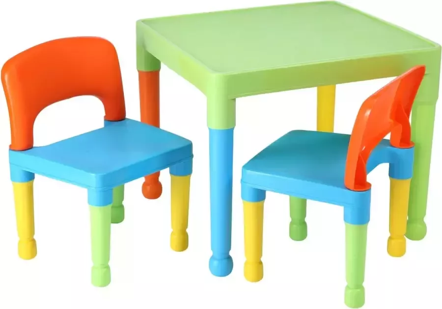 Merkloos Kinder multi-gekleurde tafel en 2 stoelen Set