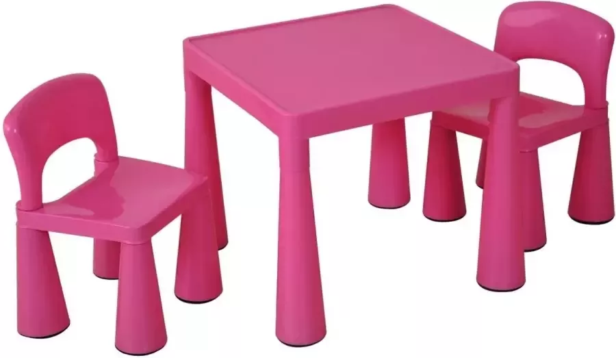 BlinQ Kindertafel en stoeltjes Roze 2 stoelen Speeltafel