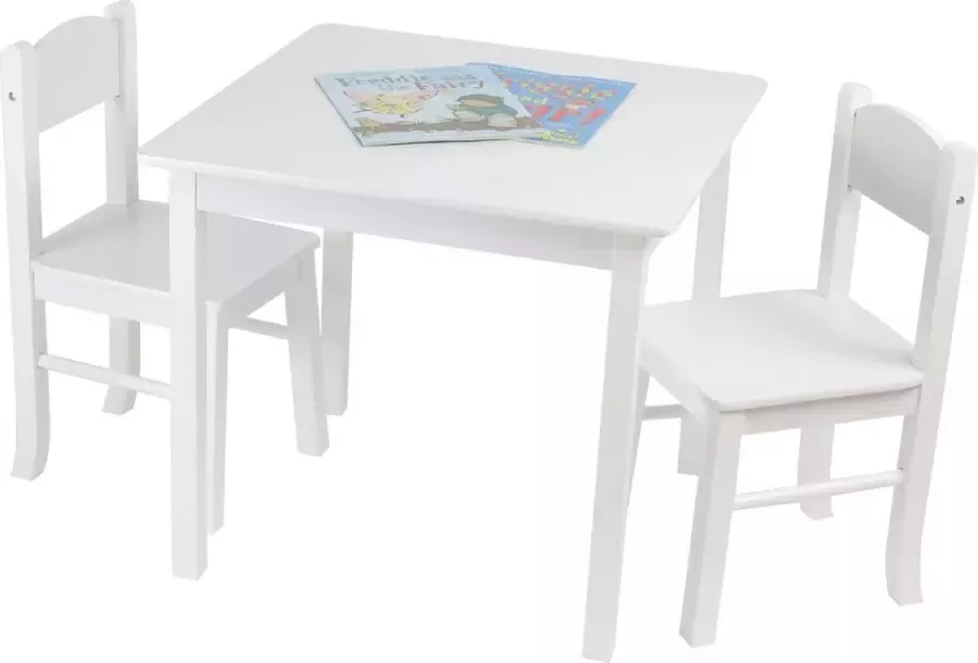 BlinQ Witte houten tafel & 2 stoelenset (TF5303)