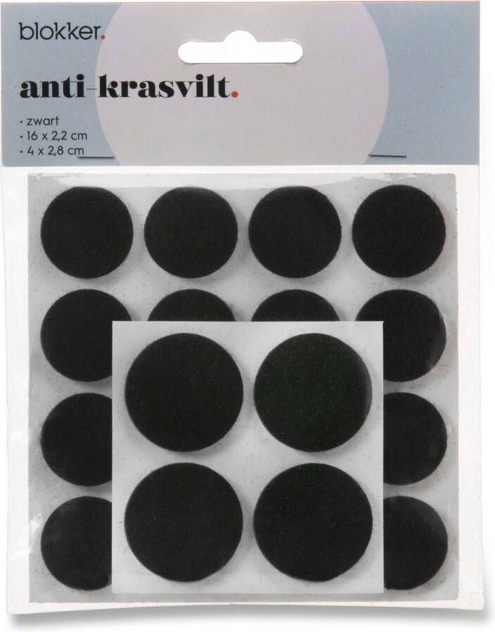 Blokker Viltjes Stoelpoten Zwart Anti-Krasvilt 16x2.2cm 4x2.8cm