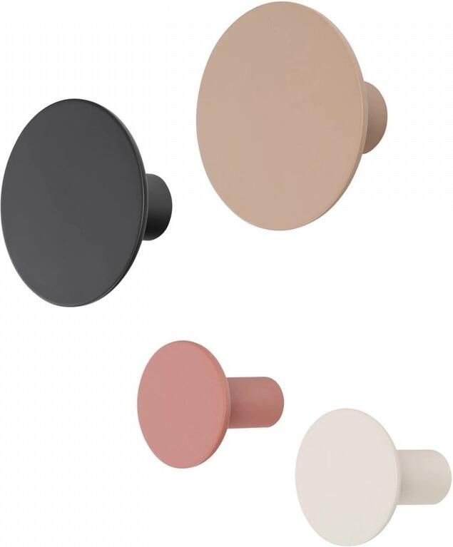 Blomus Ponto wandhaken set van 4: moonbeam cedar wood nomad & espresso