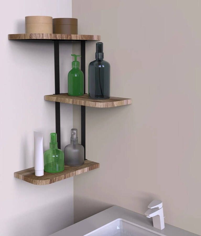 Bloominggoods Wandrek Wandplank Muurplank Zwevende plank Keuken Woonkamer Modern Industrieel Geschikt voor Woonkamer Badkamer Keuken - Foto 2