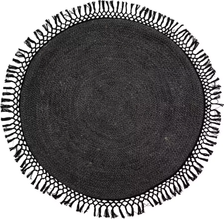 Bloomingville Vloerkleed rond jute zwart- Ø122 cm