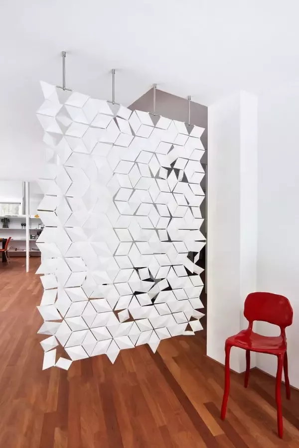 Bloomming Hangende scheidingswand Facet 136 x 187 cm in Wit
