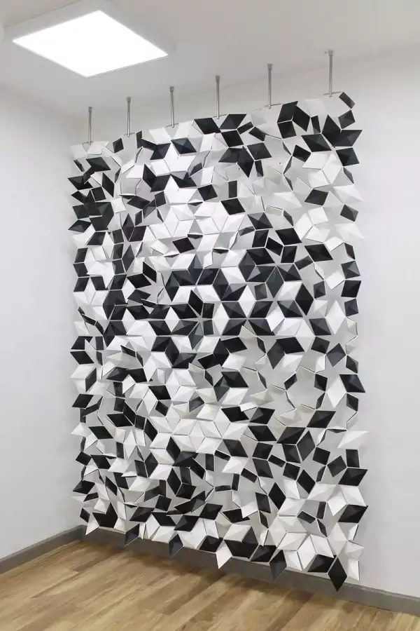 Bloomming Hangende scheidingswand Facet 204 x 265 cm in Wit en Grafiet