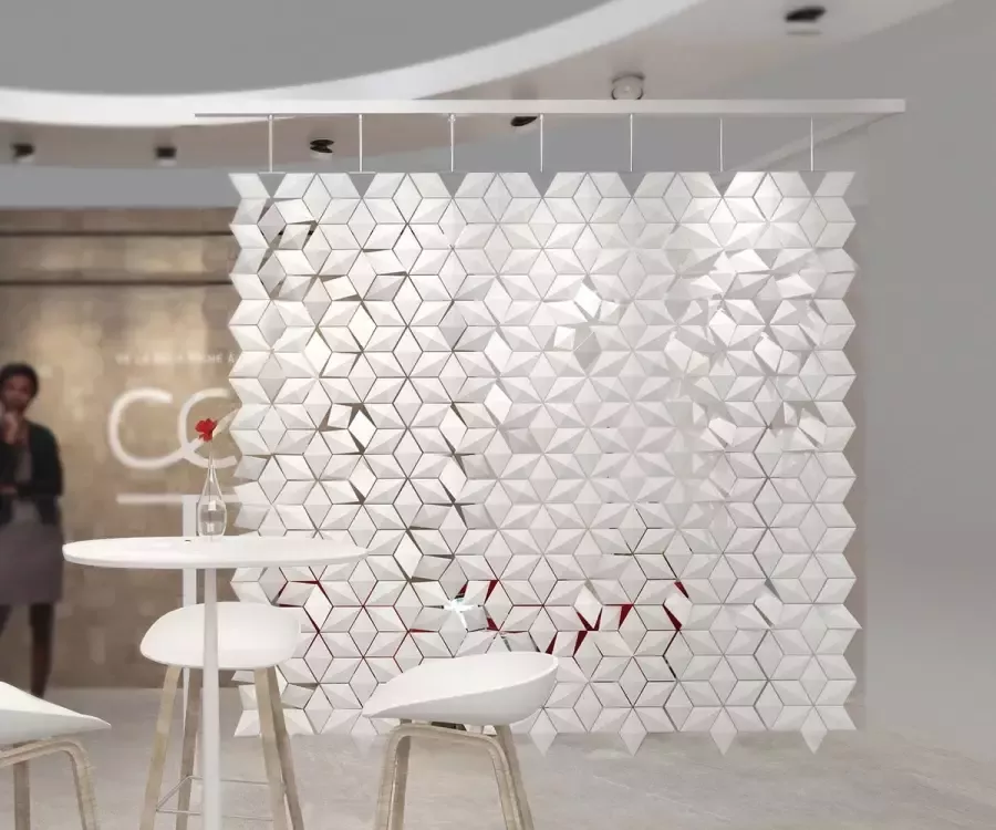 Bloomming Hangende scheidingswand Facet 238 x 226 cm in Wit