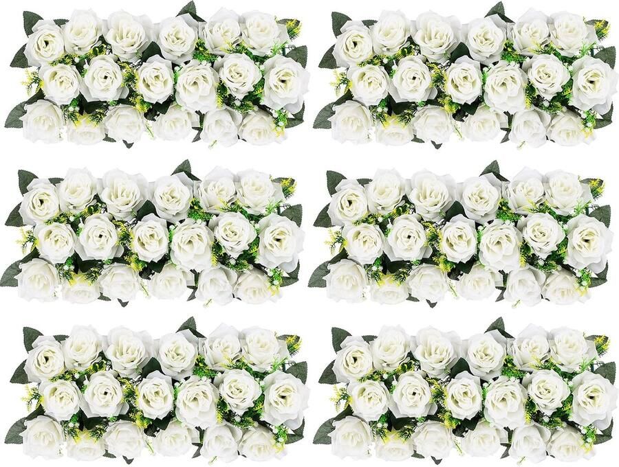 BLOSMON Wedding Dining Table Flower Centerpiece 6 Stuks Witte Kunstrozen