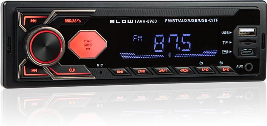 Blow AVH 8960 Bluetooth Autoradio – RDS – USB-C – AUX – RCA – SD – MP3 – LCD – 1-DIN Ingebouwde Microfoon 4x45W