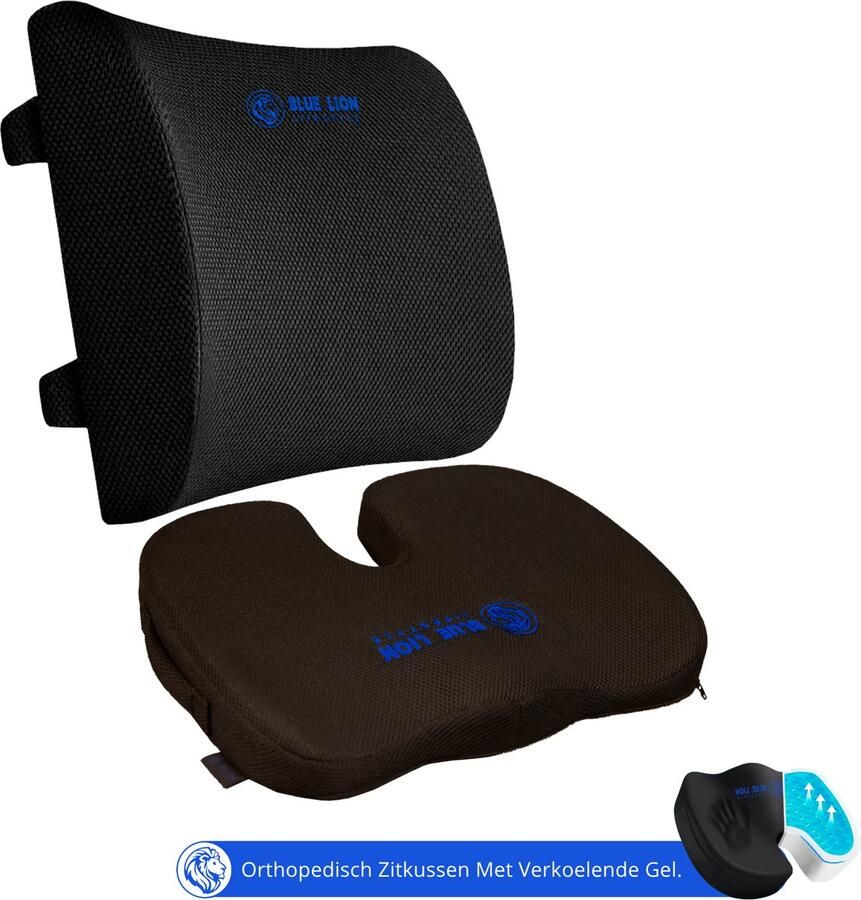 Blue Lion Lifestyle Blue Lion Zitkussen Met Gel & Rugsteun S Ergonomisch Stuitkussen & Rugkussen voor Bureau of Bank Stoelkussen Klein - Foto 2