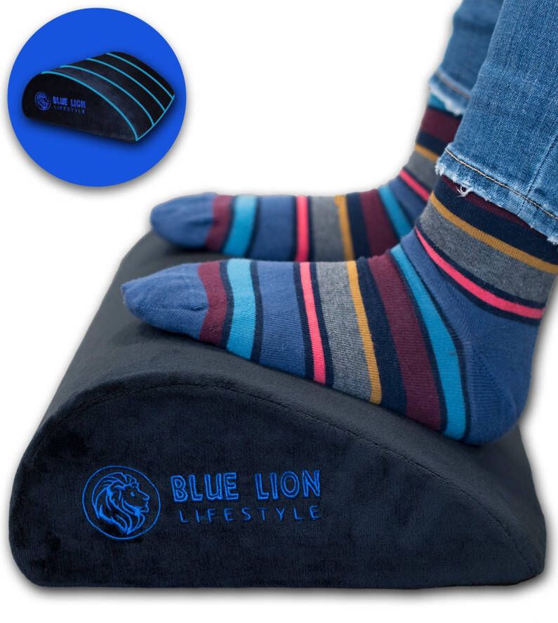 Blue Lion Lifestyle Ergonomische voetensteun Blue Lion Voetenkussen voor zithouding thuis of op kantoor Bureau Tegen rugpijn 12 5 cm Zwart