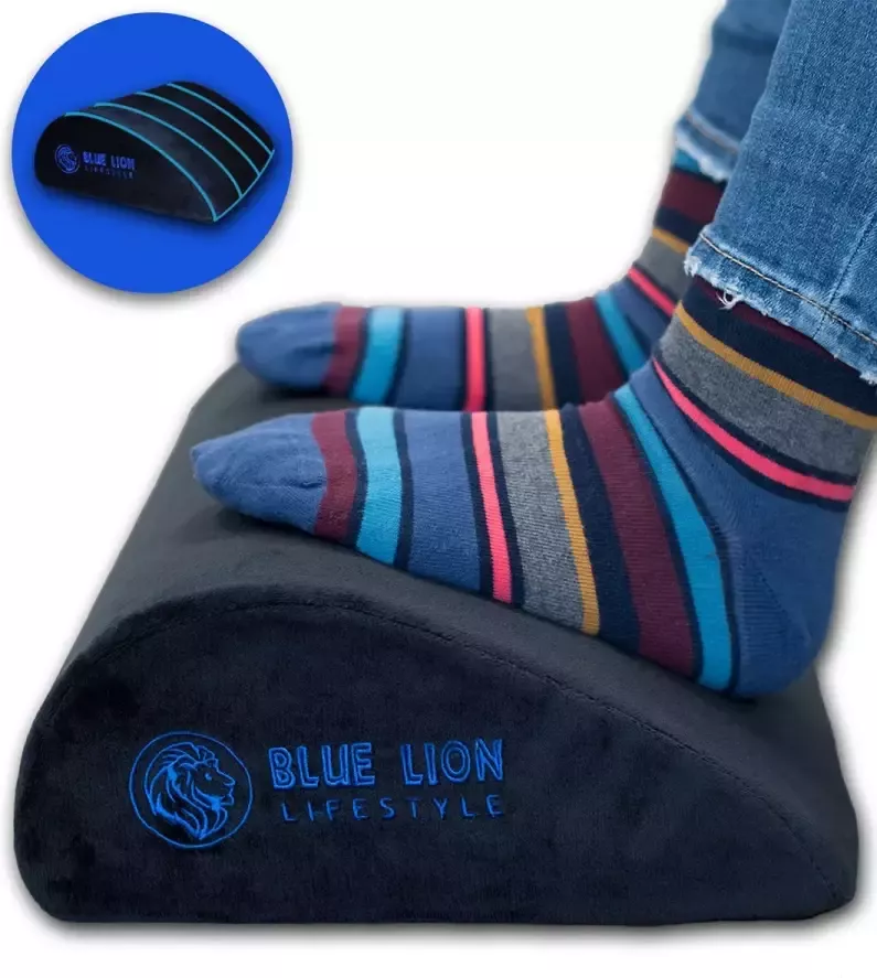 Blue Lion Lifestyle Ergonomische voetensteun Blue Lion Voetenkussen voor zithouding thuis of op kantoor Bureau Tegen rugpijn 12 5 cm Zwart
