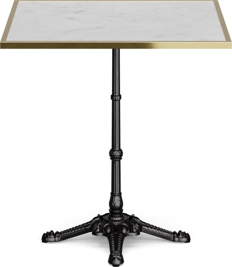Blumfeldt Bistrotafel 60X60 Cm Marmeren Blad Art Nouveau Ontwerp Weerbestendig Gietijzeren Onderstel Ideaal Voor Tuin & Balkon Eenvoudig Te Monteren
