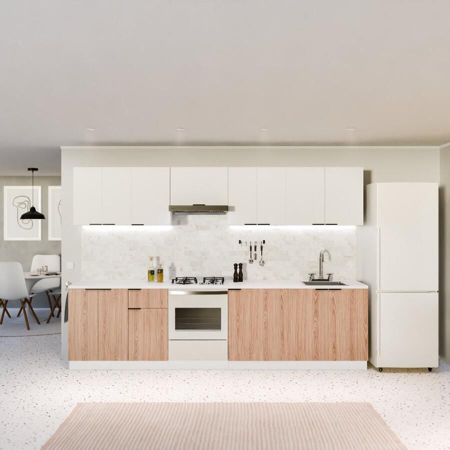 Blumfeldt Keukenkast Met Werkblad – Moderne ladekast met 30 mm MDF-werkblad soft-close scharnieren verstelbare ABS-poten melamine coating matzwarte grepen