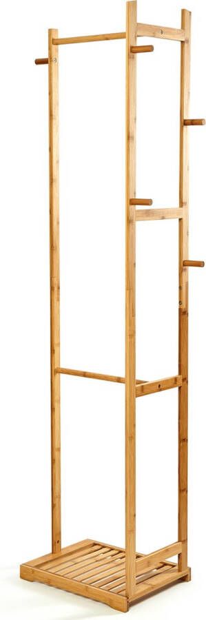 Blumfeldt Garderobe Multifunctionele kledingstandaard 100% bamboe Kledingrek Kapstok 41 x 166 x 31 cm Vrijstaand
