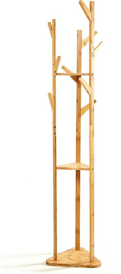 Blumfeldt Garderobe staande kapstok kledingrek driehoekig 3 schappen 32 5 x 166 cm (ØxH) 100% bamboe