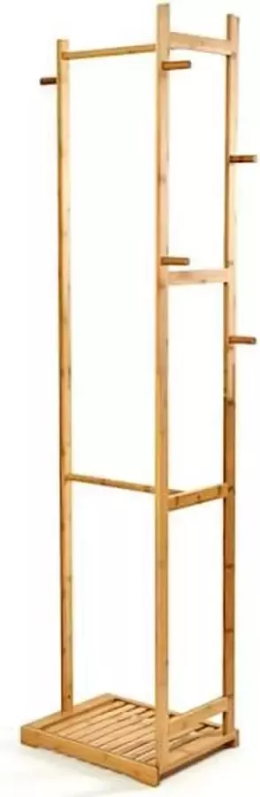 Blumfeldt Garderobe Multifunctionele kledingstandaard 100% bamboe Kledingrek Kapstok 41 x 166 x 31 cm Vrijstaand