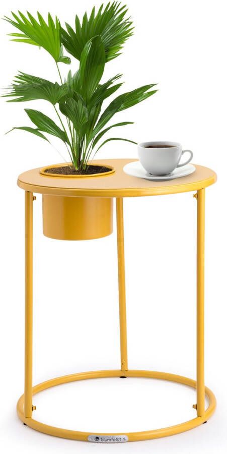 Blumfeldt Irvine Bijzettafel Rond Hoog Met Bloempot Minimalistisch Design Staal Met Poedercoating Duurzaam En Stabiel Afmetingen: 41 X 50 Cm (Øxh) Ronde Standvoet