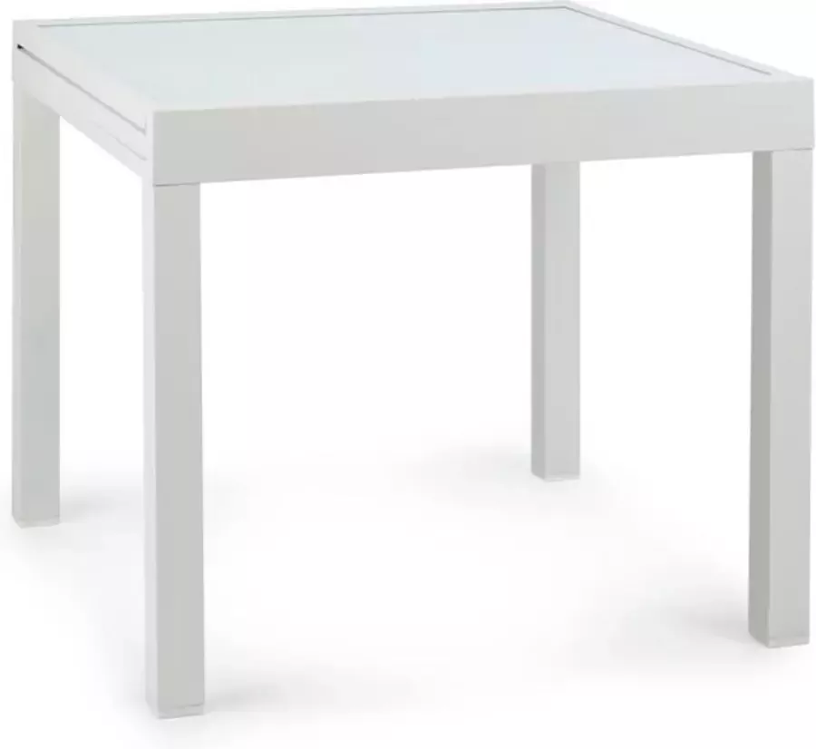 Blumfeldt Pamplona Extension tuintafel tafelblad van 90 x 90 cm of 180 x 83 cm glas en aluminium