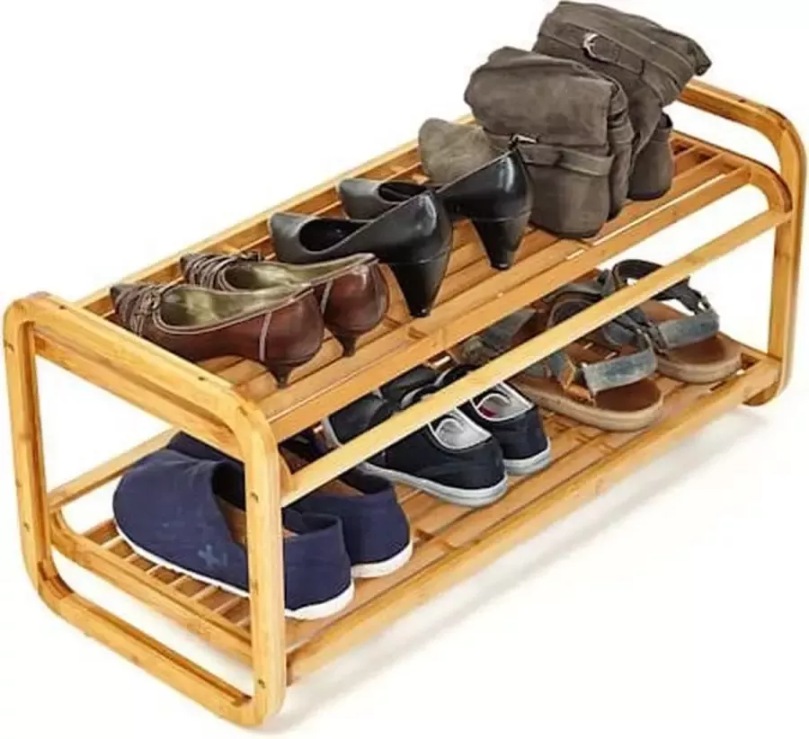 Blumfeldt Schoenenrek met 2 Lagen voor 6 Paar Schoenen 73 5 x 23 5 x 33 cm Multifunctioneel 100% bamboe