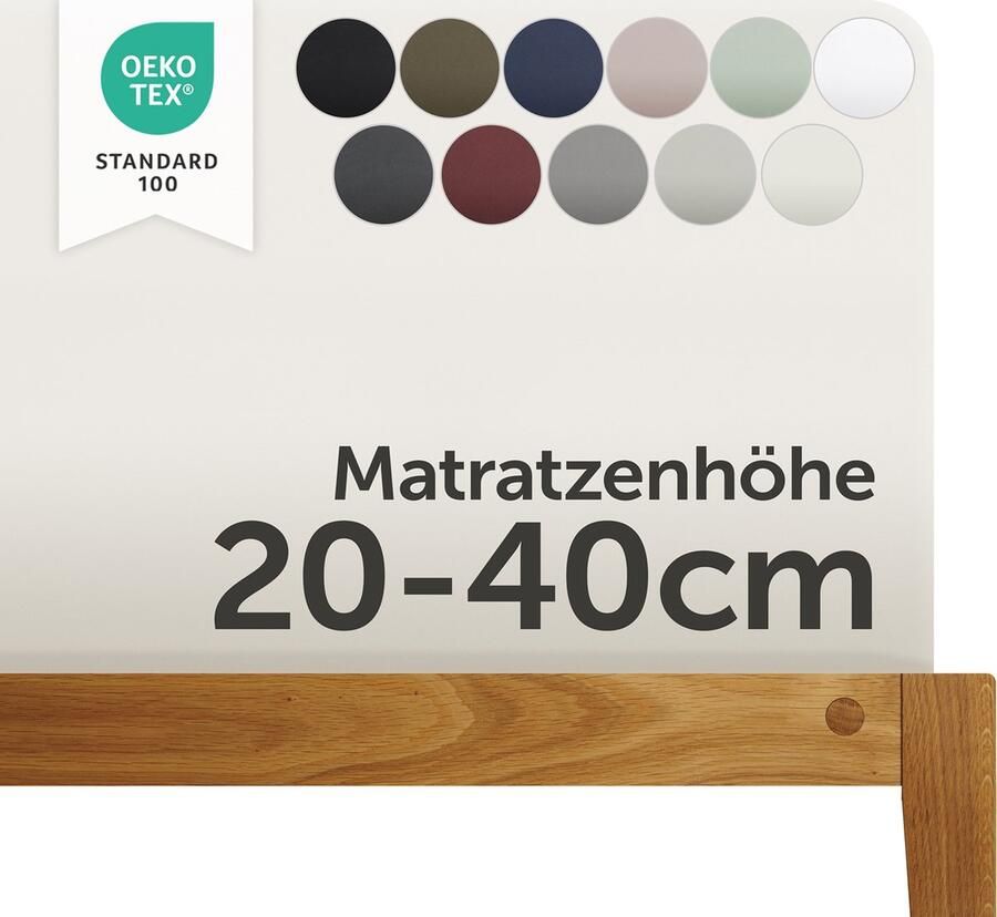 Blumtal Boxspring Hoeslaken 180 tot 200 x 200 tot 220 cm Matrashoogte 20 tot 40 cm Katoenen Hoeslaken Boxspring en Waterbed Oeko-TEX gecertificeerd Ivoor