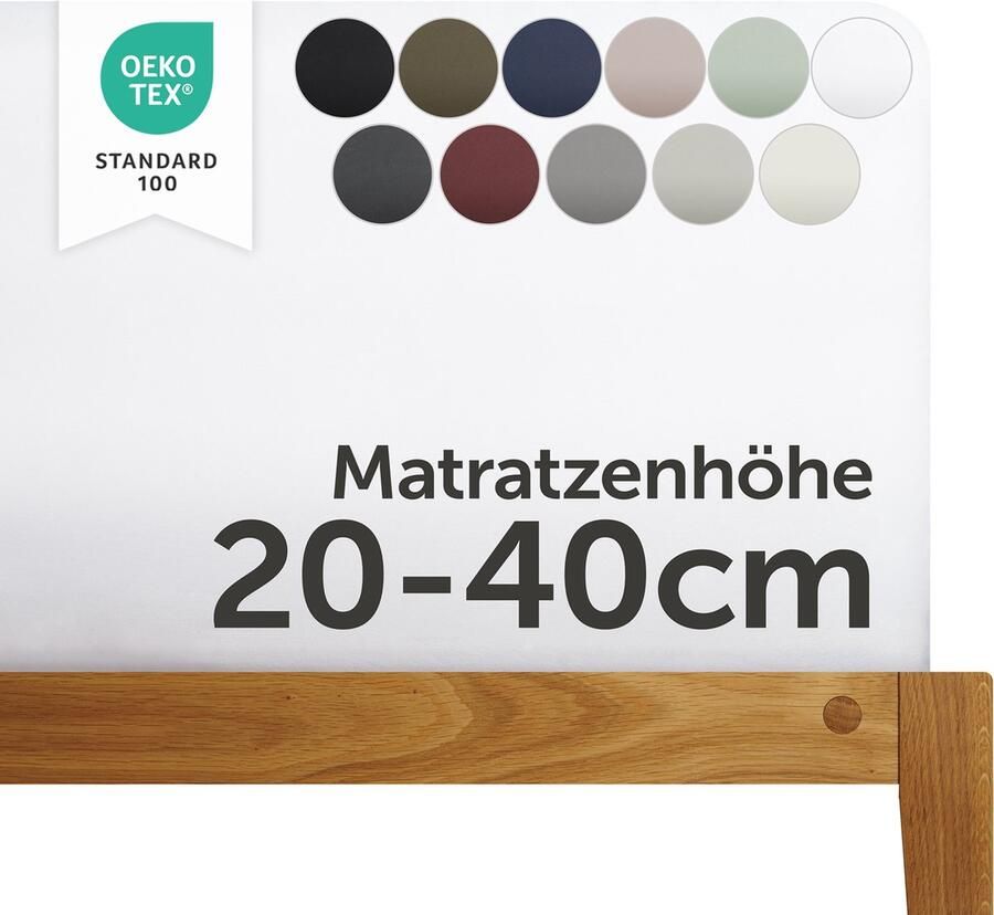 Blumtal Boxspring Hoeslaken 180 tot 200 x 200 tot 220 cm Matrashoogte 20 tot 40 cm Katoenen Hoeslaken Boxspring en Waterbed Oeko-TEX gecertificeerd Wit