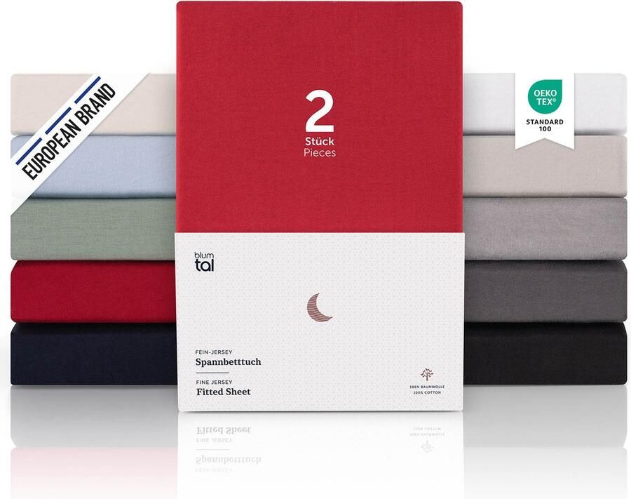 Blumtal Hoeslaken Premium Jersey 140 x 200 cm tot 40 cm Matrashoogte Rood 100% Katoen Boxspring Set van 2