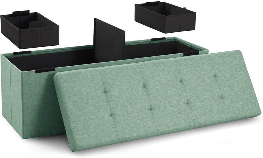 Blumtal Zitbank met Opbergruimte 110x38x38cm Hocker met opbergruimte Turquoise met 2 dozen