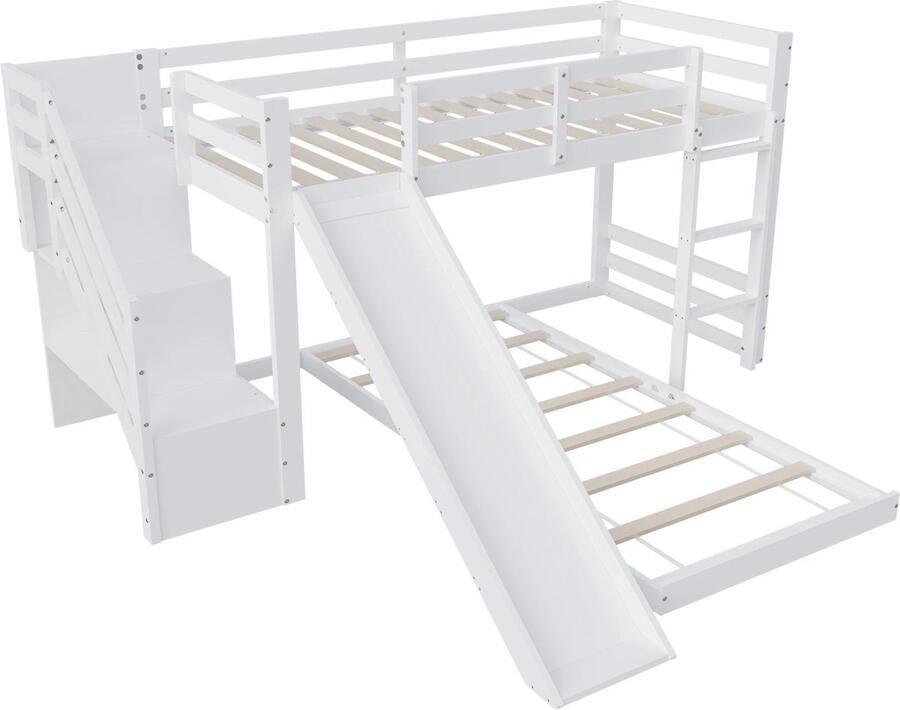 Blyx Hoogslaper met glijbaan Stapelbed Kinderbed 248x90x25cm Inclusief ladder Met valbeveiliging