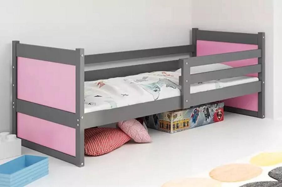 BMS Bed 90x200 Jongeren Graphiet Roze