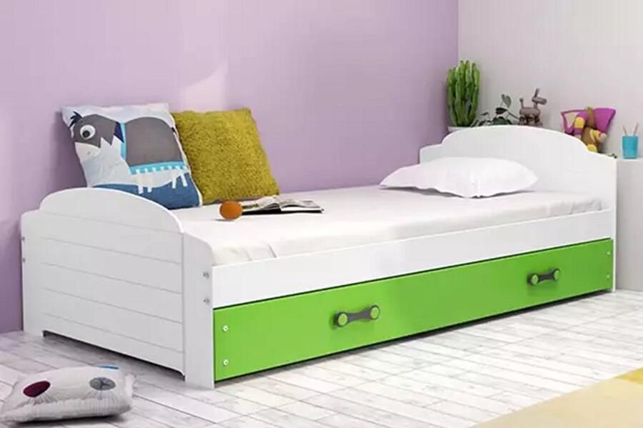 BMS LILI Single Youth Bed 90x200 cm Wit Groen