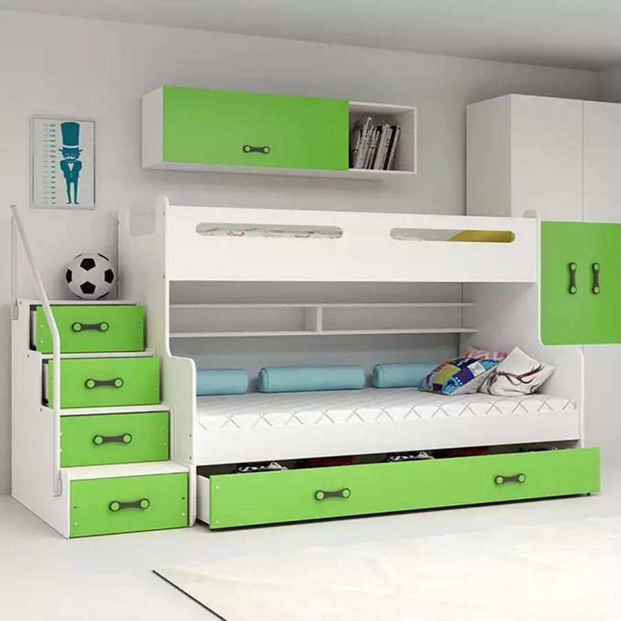 BMS MAX 3 Bunk Bed 120x200 Jongeren Groen