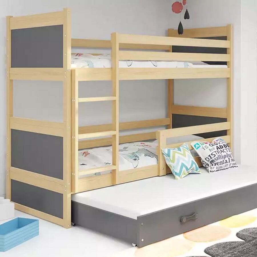 BMS Drie-Persoons Jeugdbed 90x200 cm Pine Graphite