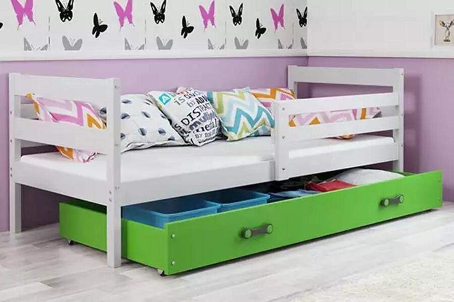 BMS Eenpersoons Bed 90x200 cm Jongeren Wit Groen