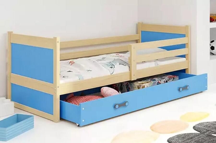 BMS Eenpersoonsbed 90x200 Jongeren Pine Blauw