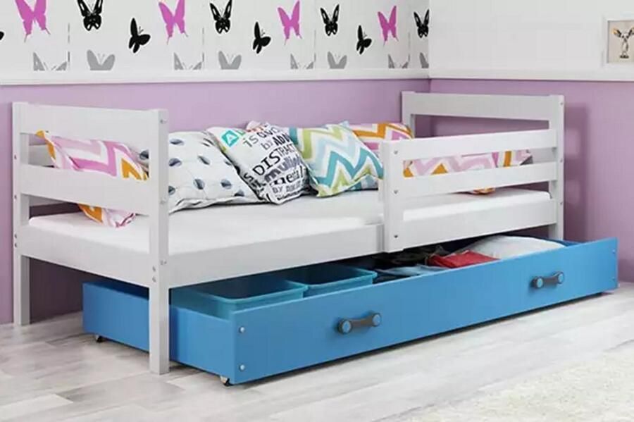 BMS Eenpersoonsbed 90x200 cm Jeugd Wit & Blauw