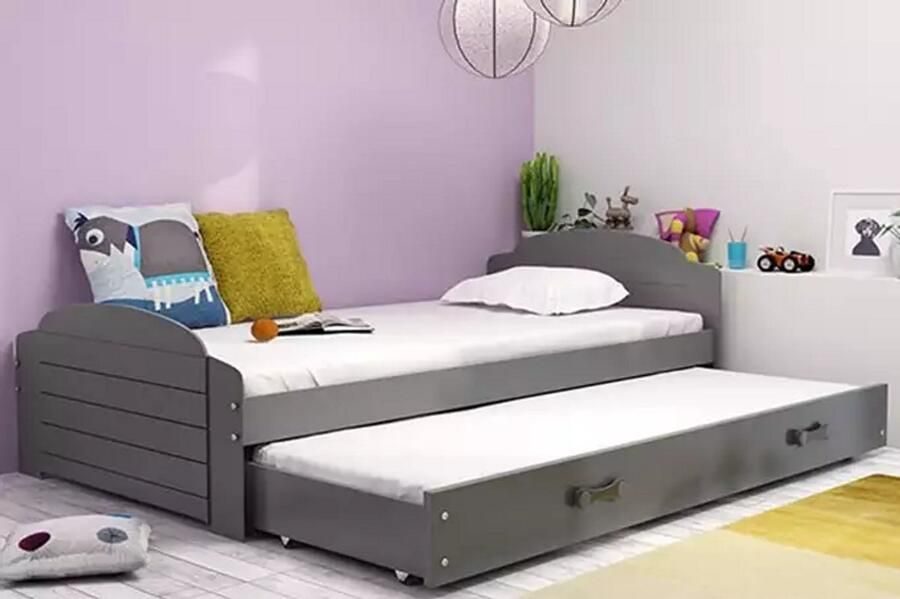 BMS Extendable Youth Bed 90x200 cm Graphite Met Matras en Laden