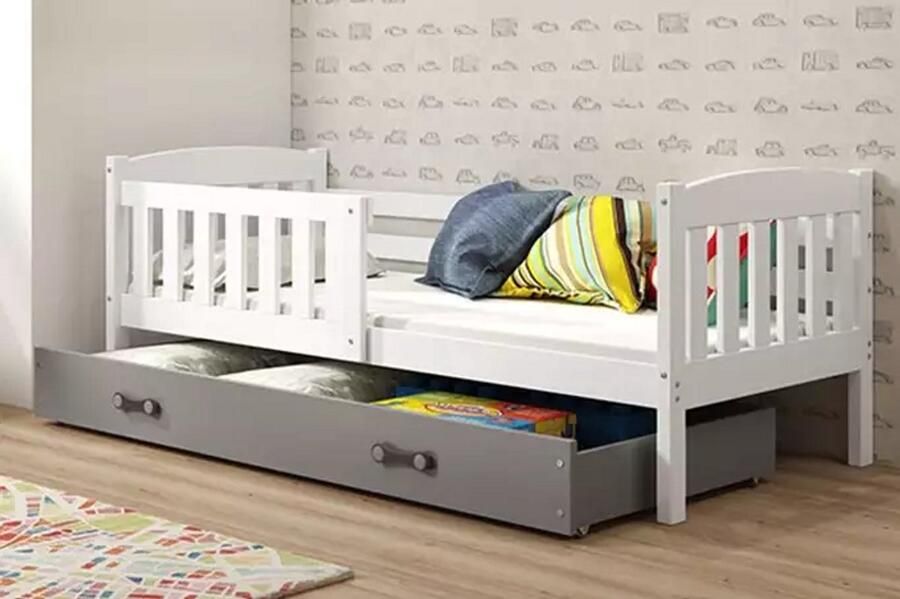 BMS Jeugd Bed KUBUŚ 90x200 cm Wit Graphiet