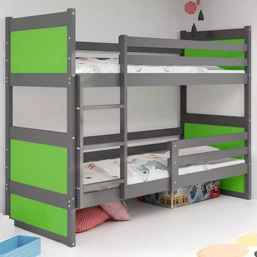 BMS Youth Bunk Bed 90x200 cm Graphite Green