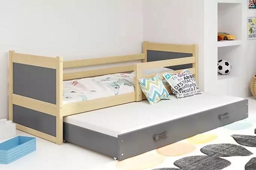 BMS Jeugdbed 90x190 cm Pine Graphite Met Matras en Lade