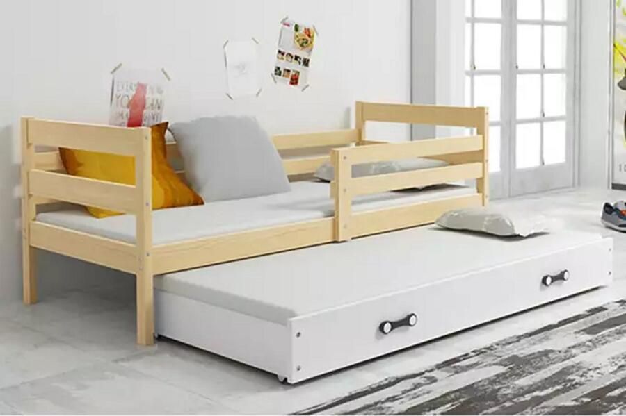 BMS Jeugdbed 90x200 cm Pine Wit Inclusief Matras en Lade